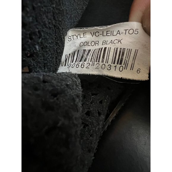 Vince Camuto Leila Perforated Leather Shopper Tote Bag Black 18.5” x 12.5” EUC - Picture 9 of 12